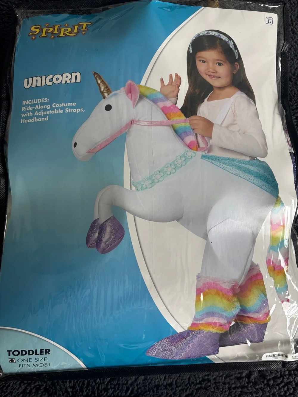 Spirit Unicorn Ride-Along Toddler Costume — White with Rainbow Accents - Picture 2 of 5